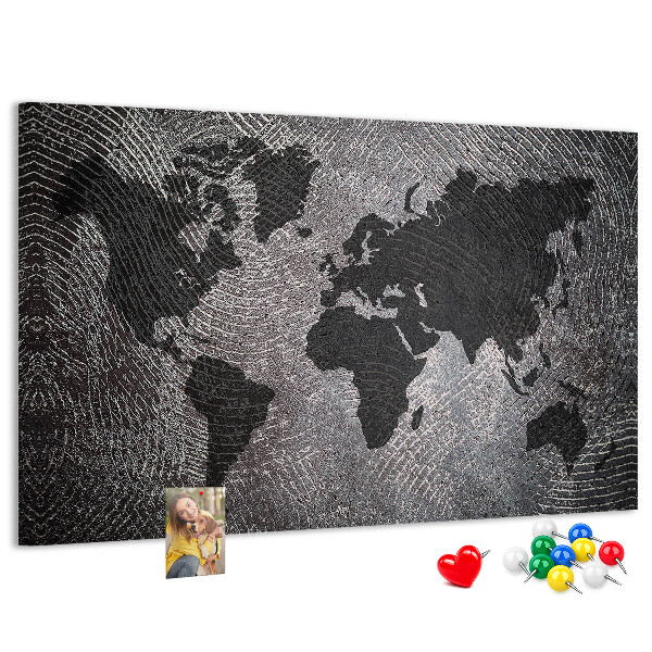 Cork board Concrete world map