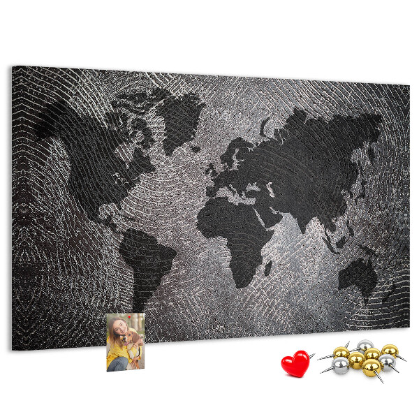 Cork board Concrete world map