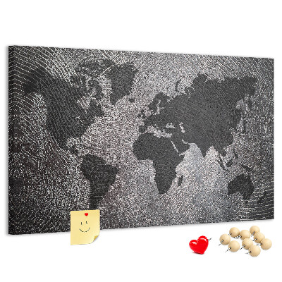 Cork board Concrete world map
