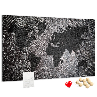 Cork board Concrete world map