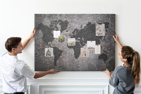 Cork board Concrete world map