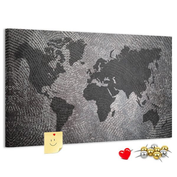 Cork board Concrete world map