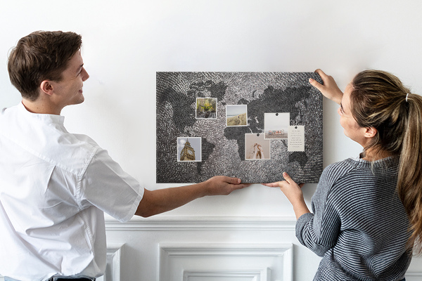 Cork board Concrete world map