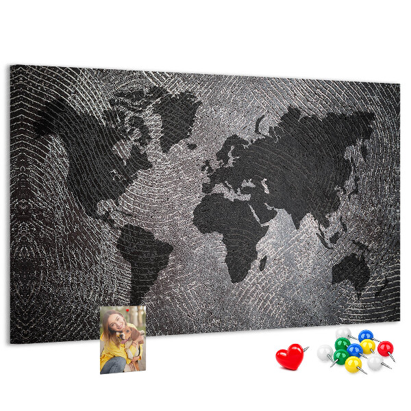Cork board Concrete world map