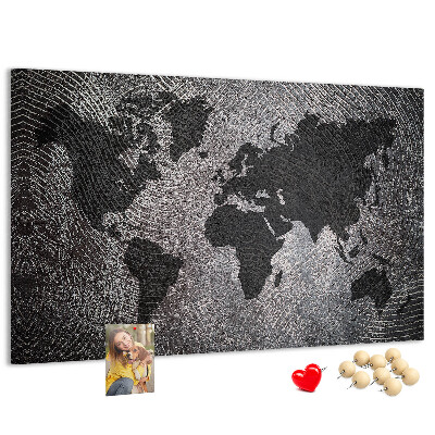 Cork board Concrete world map