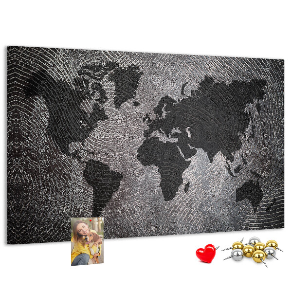 Cork board Concrete world map