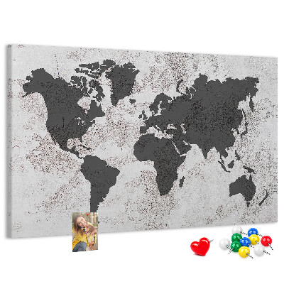 Cork display board Concrete world map
