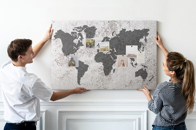 Cork display board Concrete world map