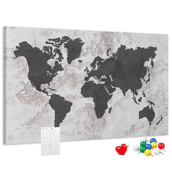 Cork display board Concrete world map