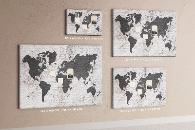 Cork display board Concrete world map
