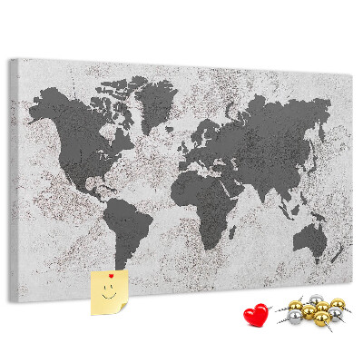Cork display board Concrete world map