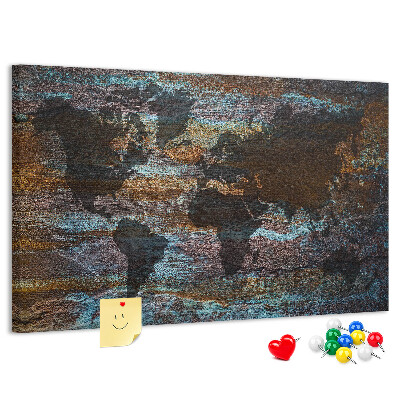 Cork memo board Rust world map
