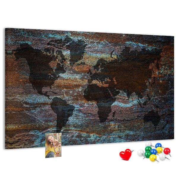 Cork memo board Rust world map