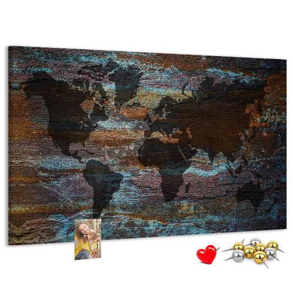 Cork memo board Rust world map
