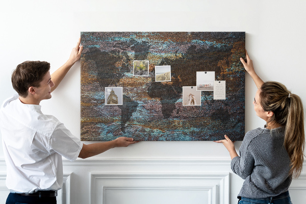 Cork memo board Rust world map
