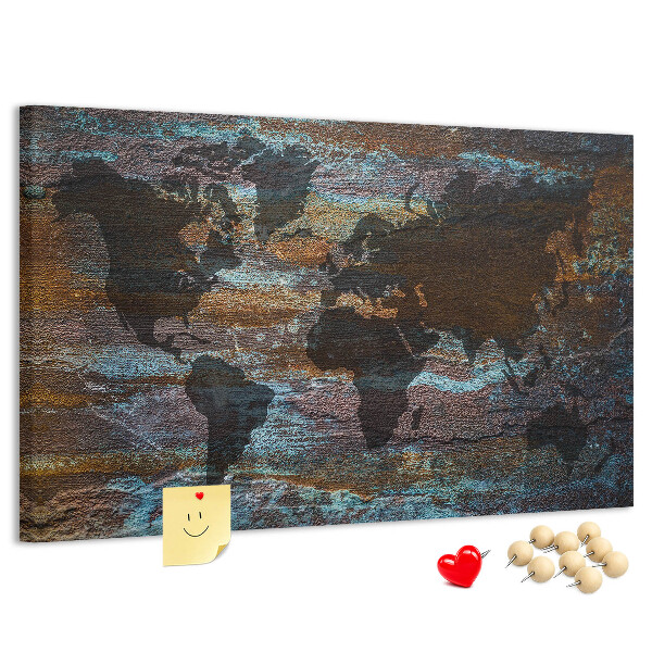 Cork memo board Rust world map