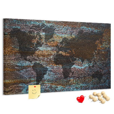 Cork memo board Rust world map