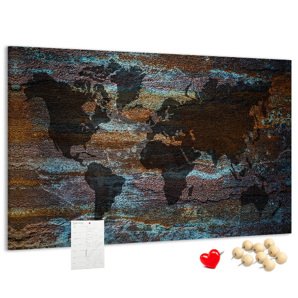 Cork memo board Rust world map