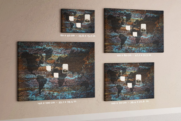 Cork memo board Rust world map