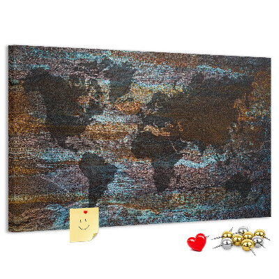 Cork memo board Rust world map