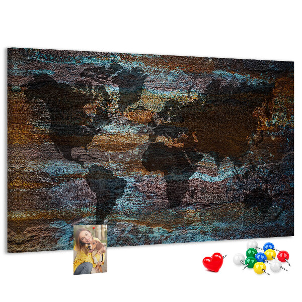 Cork memo board Rust world map