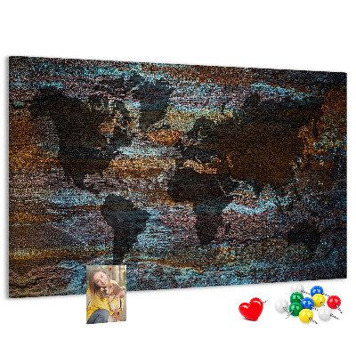 Cork memo board Rust world map