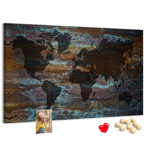 Cork memo board Rust world map