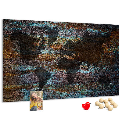 Cork memo board Rust world map