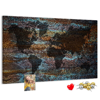 Cork memo board Rust world map
