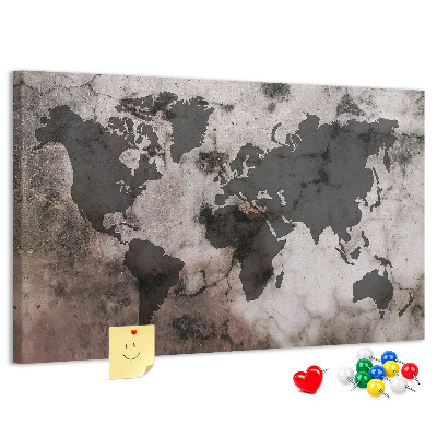 Cork board Concrete world map