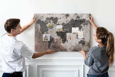 Cork board Concrete world map