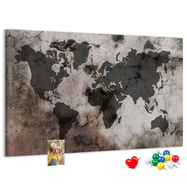 Cork board Concrete world map