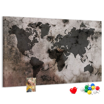 Cork board Concrete world map