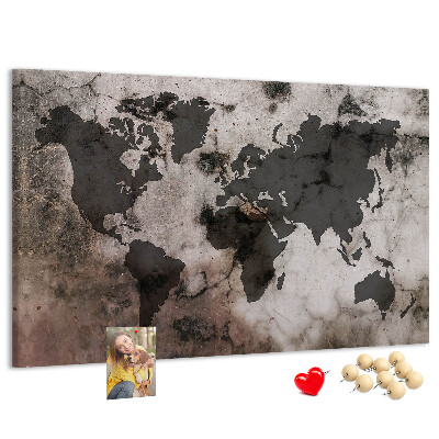 Cork board Concrete world map