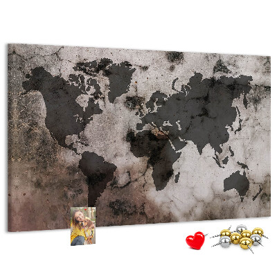 Cork board Concrete world map