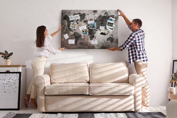 Cork board Concrete world map