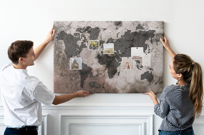 Cork board Concrete world map