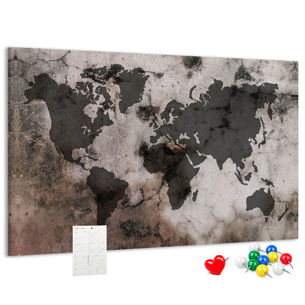 Cork board Concrete world map