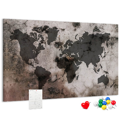 Cork board Concrete world map