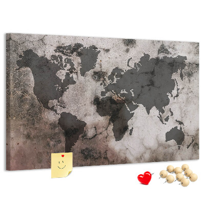 Cork board Concrete world map