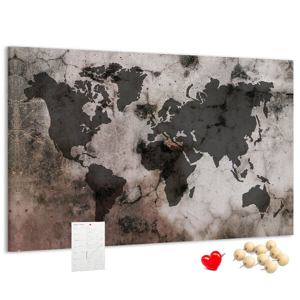 Cork board Concrete world map