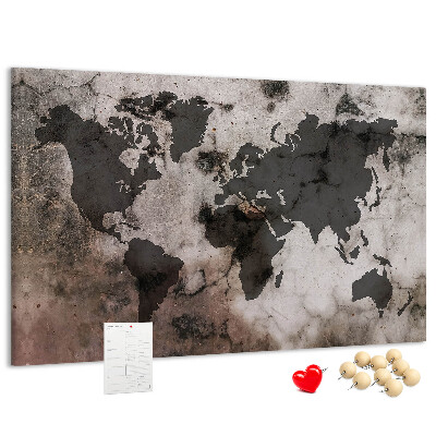 Cork board Concrete world map