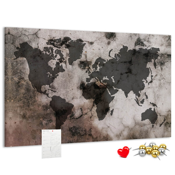 Cork board Concrete world map