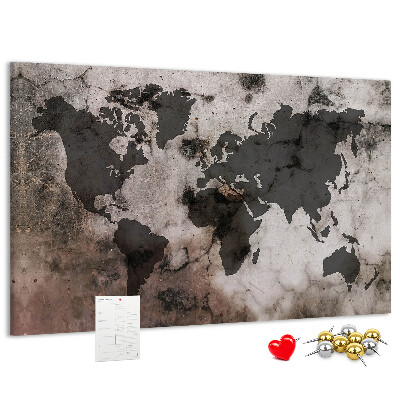 Cork board Concrete world map