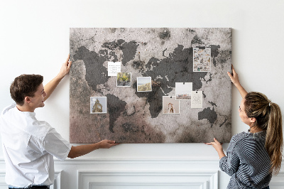 Cork board Concrete world map
