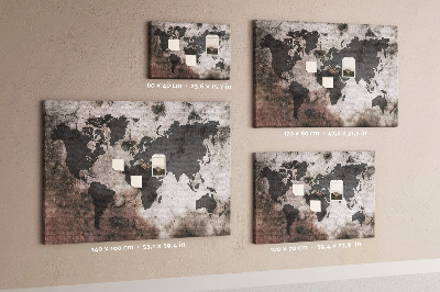 Cork board Concrete world map