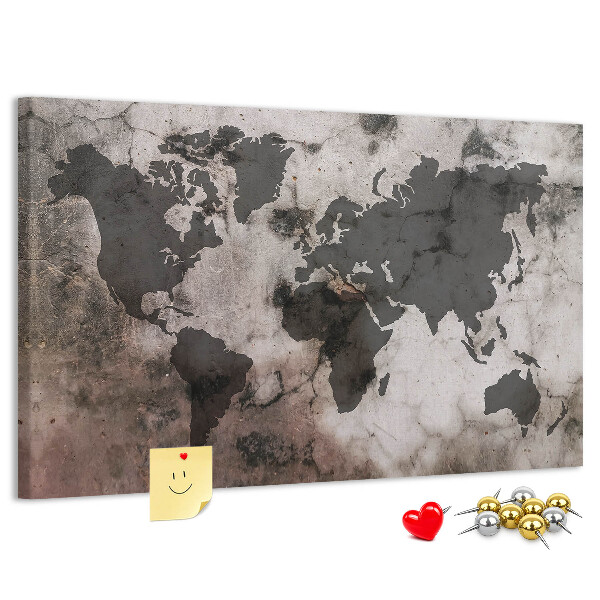 Cork board Concrete world map