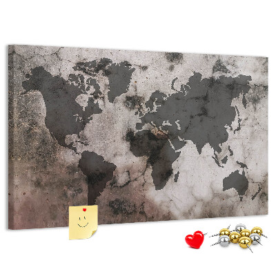 Cork board Concrete world map