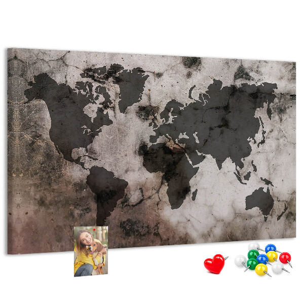 Cork board Concrete world map