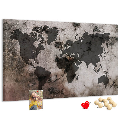 Cork board Concrete world map